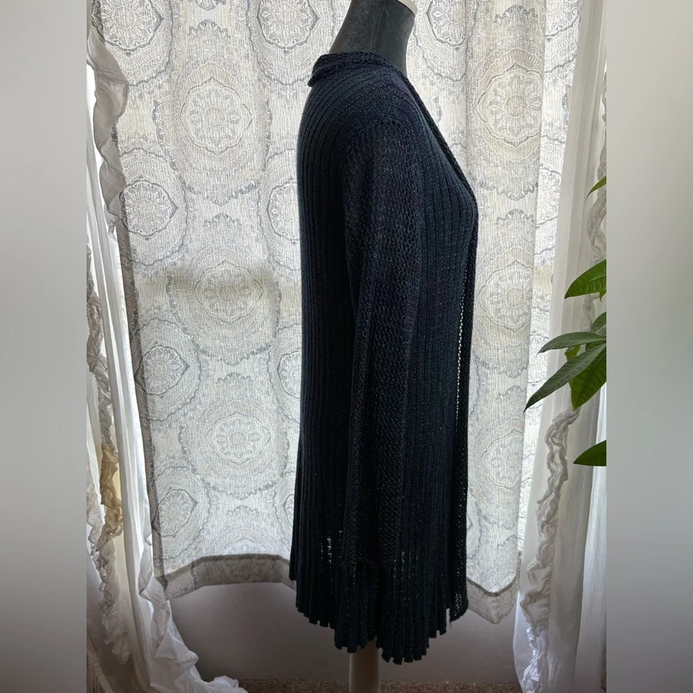 Krazy Kat Blue and Black Open Knit Cardigan